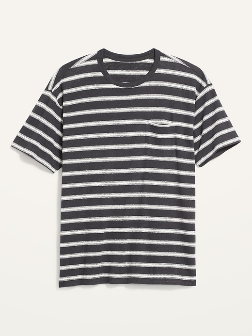 Image number 4 showing, Vintage Striped Lightweight Linen-Blend Pocket T-Shirt