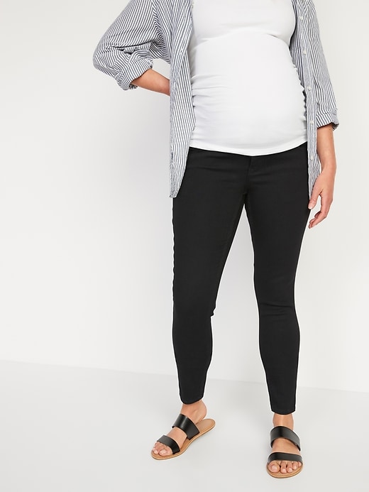 Image number 1 showing, Maternity Rollover-Panel 360° Stretch Super-Skinny Jeans