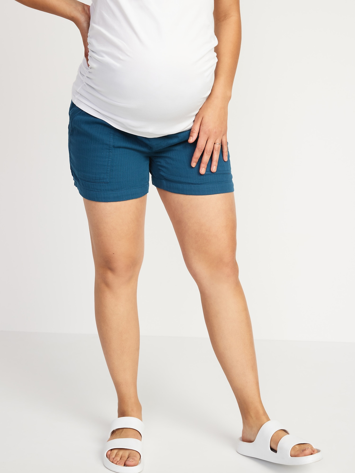 Old Navy Maternity Rollover-Waist Textured-Twill Shorts, 26 Chic Yet Comfy  Old Navy Maternity Pieces to Carry You Through Your Whole Pregnancy