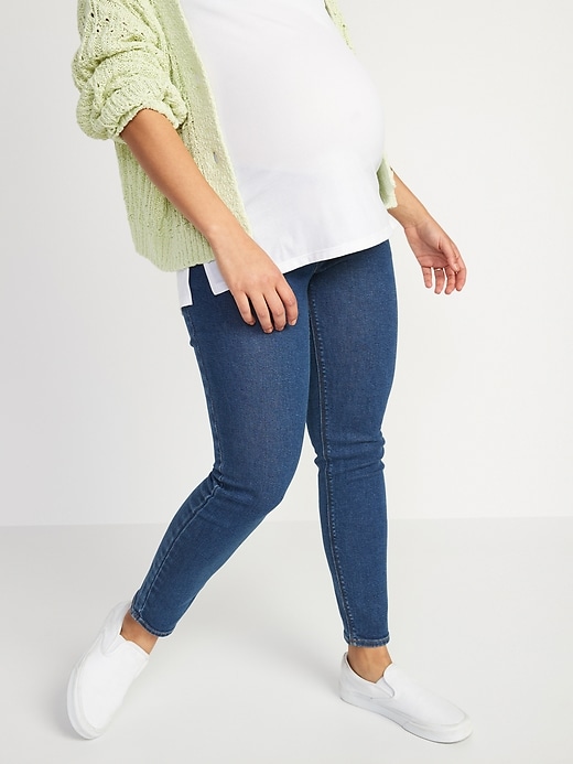 Image number 1 showing, Maternity Front Low-Panel Rockstar Super Skinny Jeans