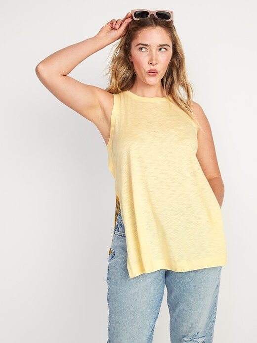 View large product image 1 of 1. Maternity Easy Fly-Away Hem Nursing Tank Top