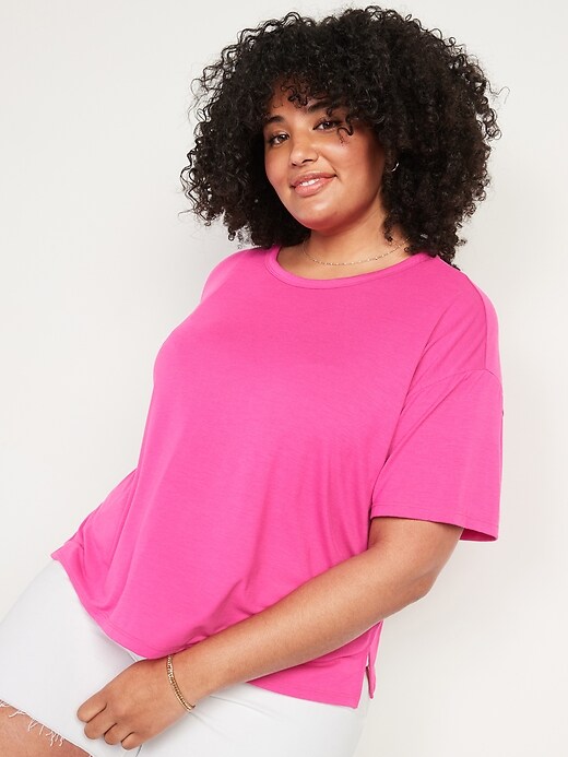 View large product image 1 of 1. UltraLite Performance Plus-Size Crop Tee