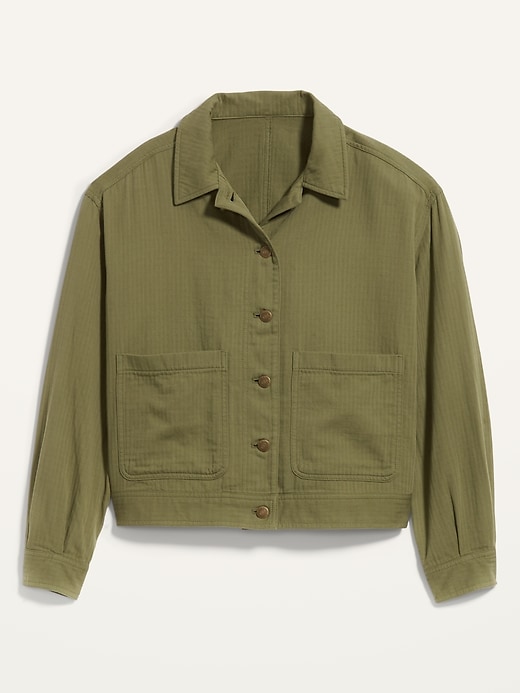 Image number 4 showing, Cropped Textured-Twill Utility Jacket for Women
