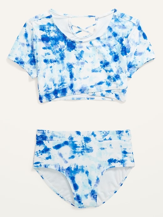 Old Navy Tie-Dye Short-Sleeve Tankini Swim Set for Girls. 1