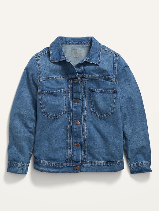 View large product image 1 of 2. Cropped Workwear Plus-Size Jean Jacket