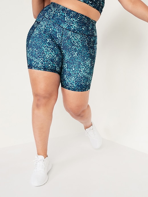 View large product image 1 of 1. High-Waisted PowerSoft Side-Pocket Plus-Size Biker Shorts -- 8-inch inseam
