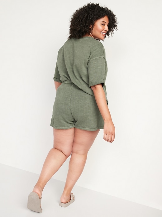 Image number 2 showing, High-Waisted Garment-Dyed Cali-Fleece Plus-Size Shorts -- 3.5-inch inseam