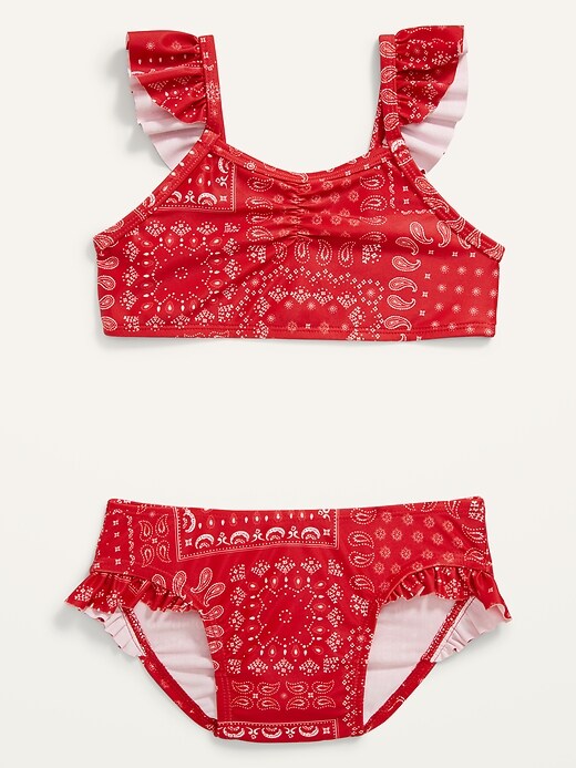 View large product image 1 of 2. Ruffled Bandana Print Bikini Swim Set for Toddler Girls