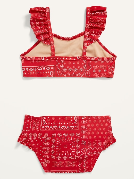 View large product image 2 of 2. Ruffled Bandana Print Bikini Swim Set for Toddler Girls