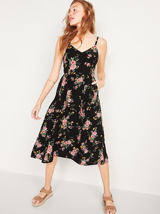 Printed Fit & Flare Cami Midi Dress for Women | Old Navy
