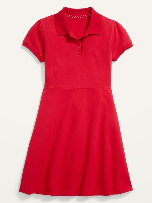 Uniform Pique-Knit Polo Short-Sleeve Dress for Girls