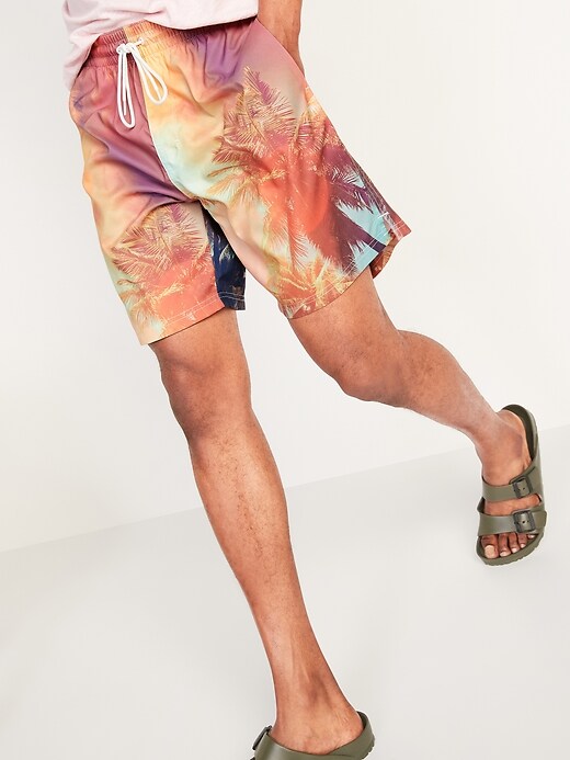 View large product image 1 of 3. Printed Swim Trunks -- 8-inch inseam