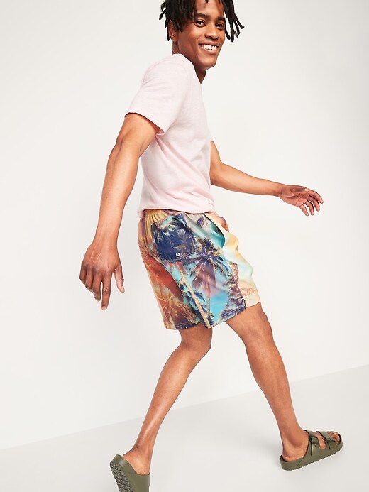 View large product image 2 of 3. Printed Swim Trunks -- 8-inch inseam
