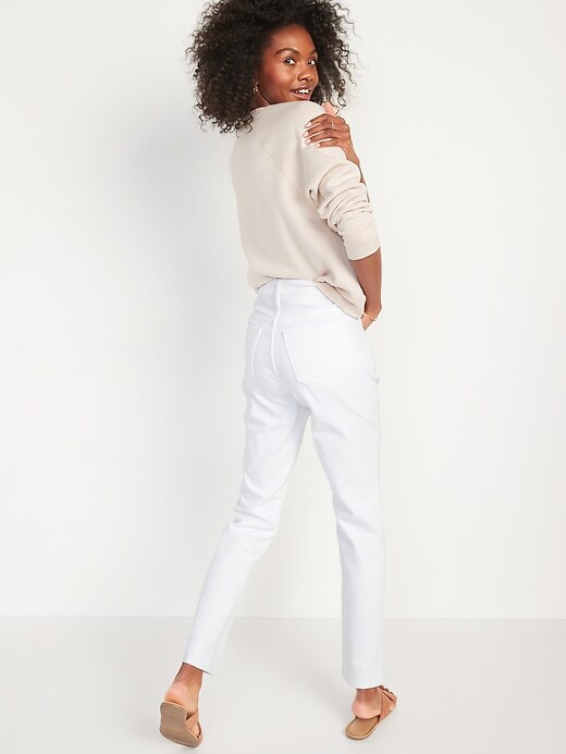 Image number 2 showing, High-Waisted Power Slim Straight White Jeans for Women