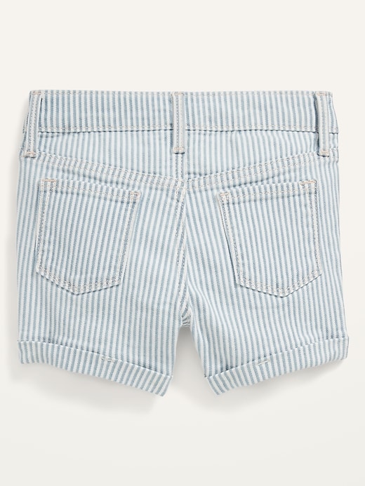 View large product image 2 of 2. Railroad-Stripe Snap-Fly Jean Shorts for Toddler Girls