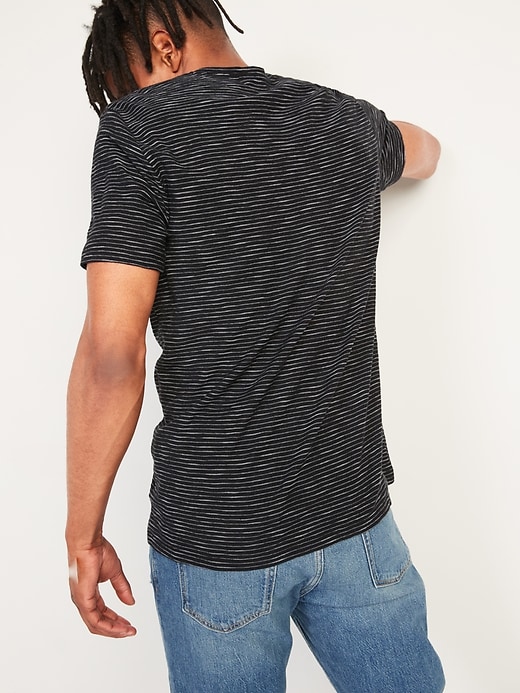 View large product image 2 of 3. Striped Slub-Knit V-Neck T-Shirt