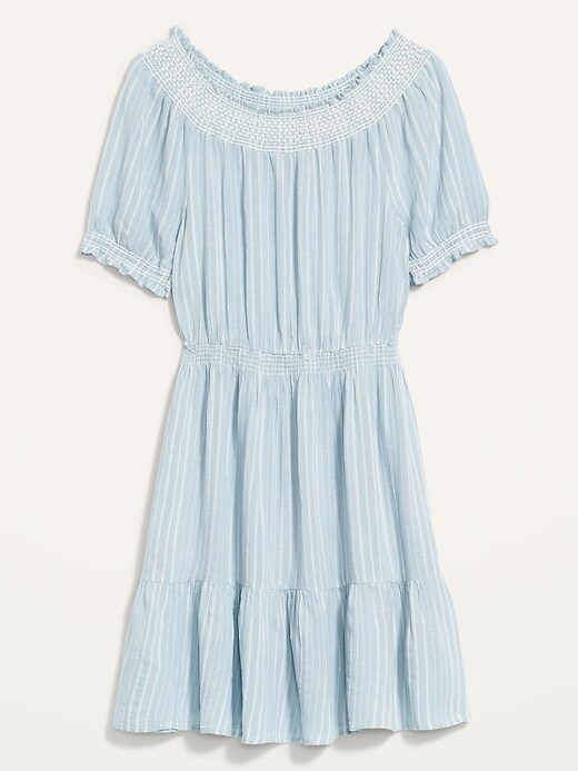 Image number 4 showing, Smocked Waist-Defined Dobby-Stripe Dress for Women