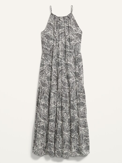Sleeveless Tiered Palm-Print Maxi Swing Dress | Old Navy