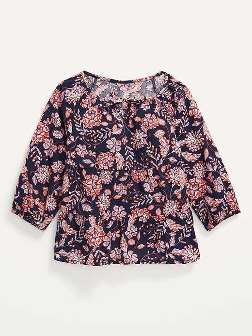 View large product image 1 of 2. Printed Long-Sleeve Tiered Scoop-Neck Blouse for Girls