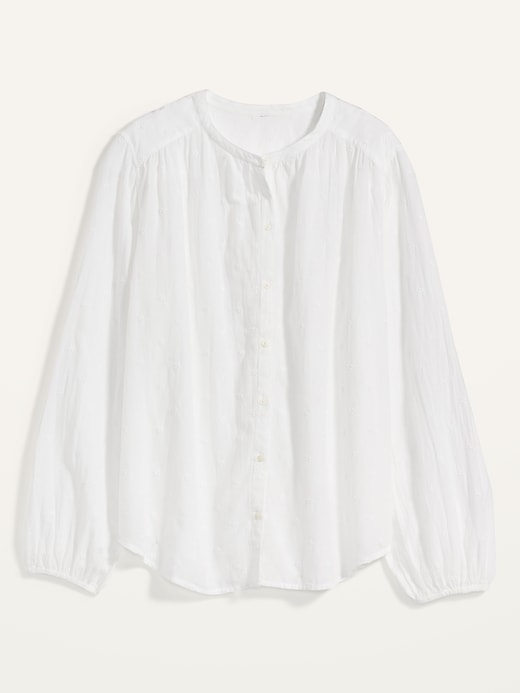 Oversized Embroidered Button-Front Poet Blouse for Women | Old Navy