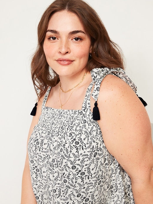 Image number 3 showing, Floral-Print Tie-Strap Plus-Size Sleeveless Swing Dress
