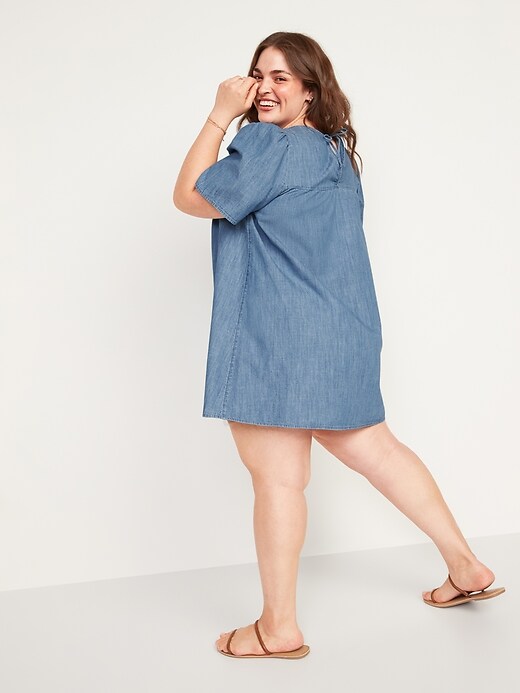 Image number 2 showing, Puff-Sleeve Plus-Size Mini Swing Dress