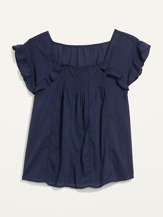 Image number 4 showing, Oversized Pintucked Short-Sleeve Swing Blouse for Women