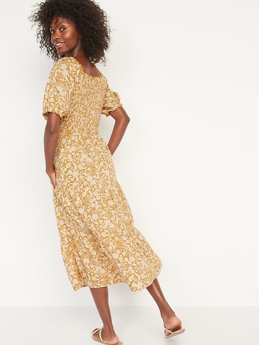 Image number 2 showing, Fit & Flare Puff-Sleeve Tiered Floral Midi Dress For Women