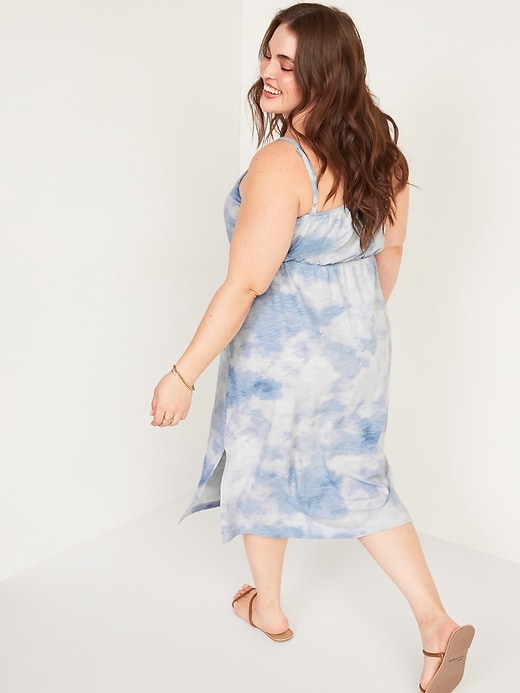 Image number 2 showing, Waist-Defined Sleeveless Tie-Dye Plus-Size Cami Midi Dress