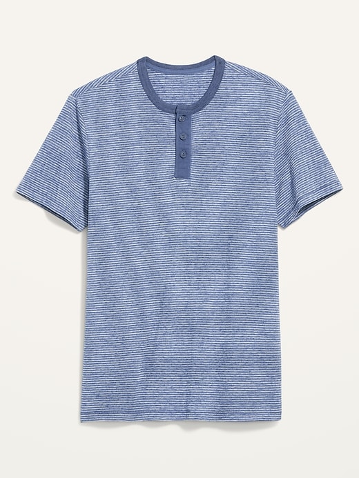 Image number 4 showing, Micro-Stripe Canvas-Placket Henley T-Shirt