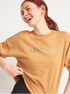 Loose Graphic Cropped Crew-Neck Sweatshirt for Women