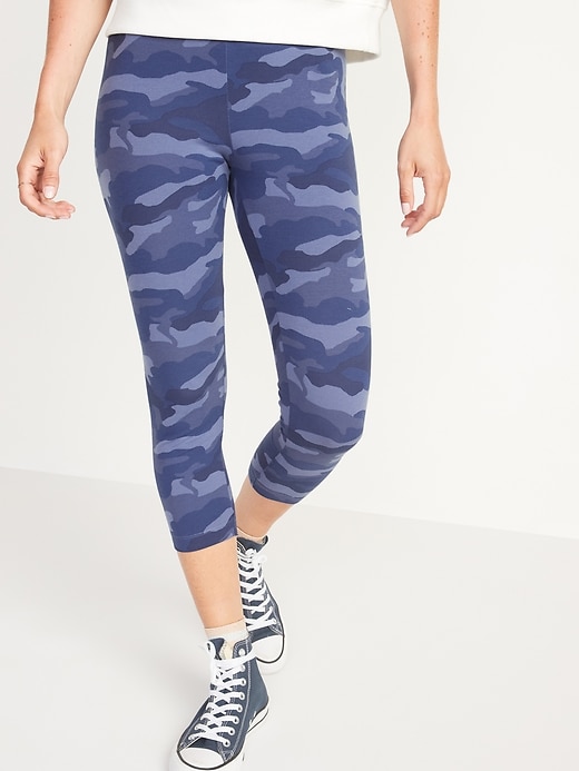 View large product image 1 of 4. High-Waisted Printed Cropped Leggings