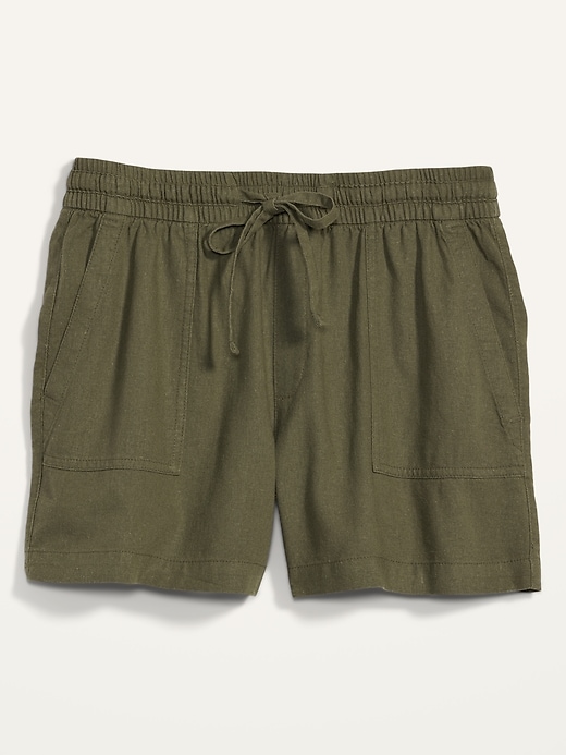 Image number 4 showing, High-Waisted Linen-Blend Utility-Pocket Shorts For Women -- 4-Inch Inseam