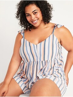 Soft-Woven Flutter-Sleeve Plus-Size Cami Pajama Top