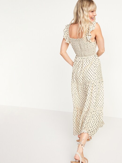 Image number 2 showing, Fit & Flare Smocked Printed Maxi Dress For Women
