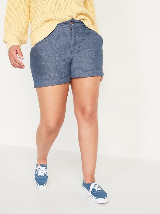 Old Navy High-Waisted Chambray Linen-Blend Everyday Shorts for Women -- 3.5-inch inseam. 1