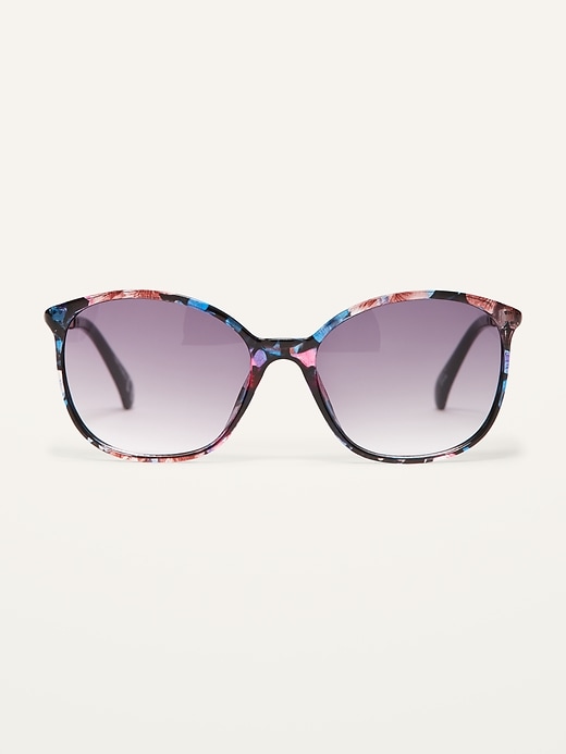 Multi-Color Marbled Square-Frame Sunglasses for Women