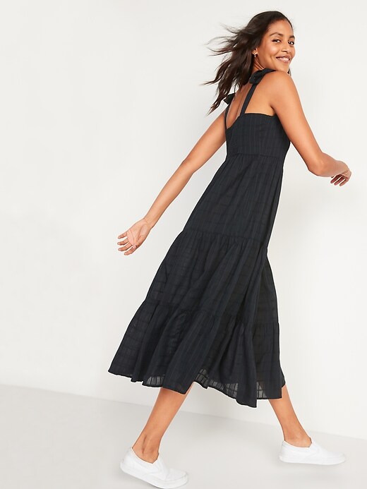 Image number 2 showing, Fit & Flare Sleeveless Smocked Tie-Shoulder Midi Dress for Women