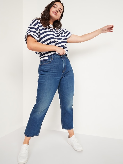 Image number 8 showing, High-Waisted Slouchy Straight Cropped Jeans for Women