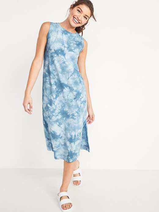 Old Navy Vintage Sleeveless TieDye Midi TShirt Shift Dress for Women