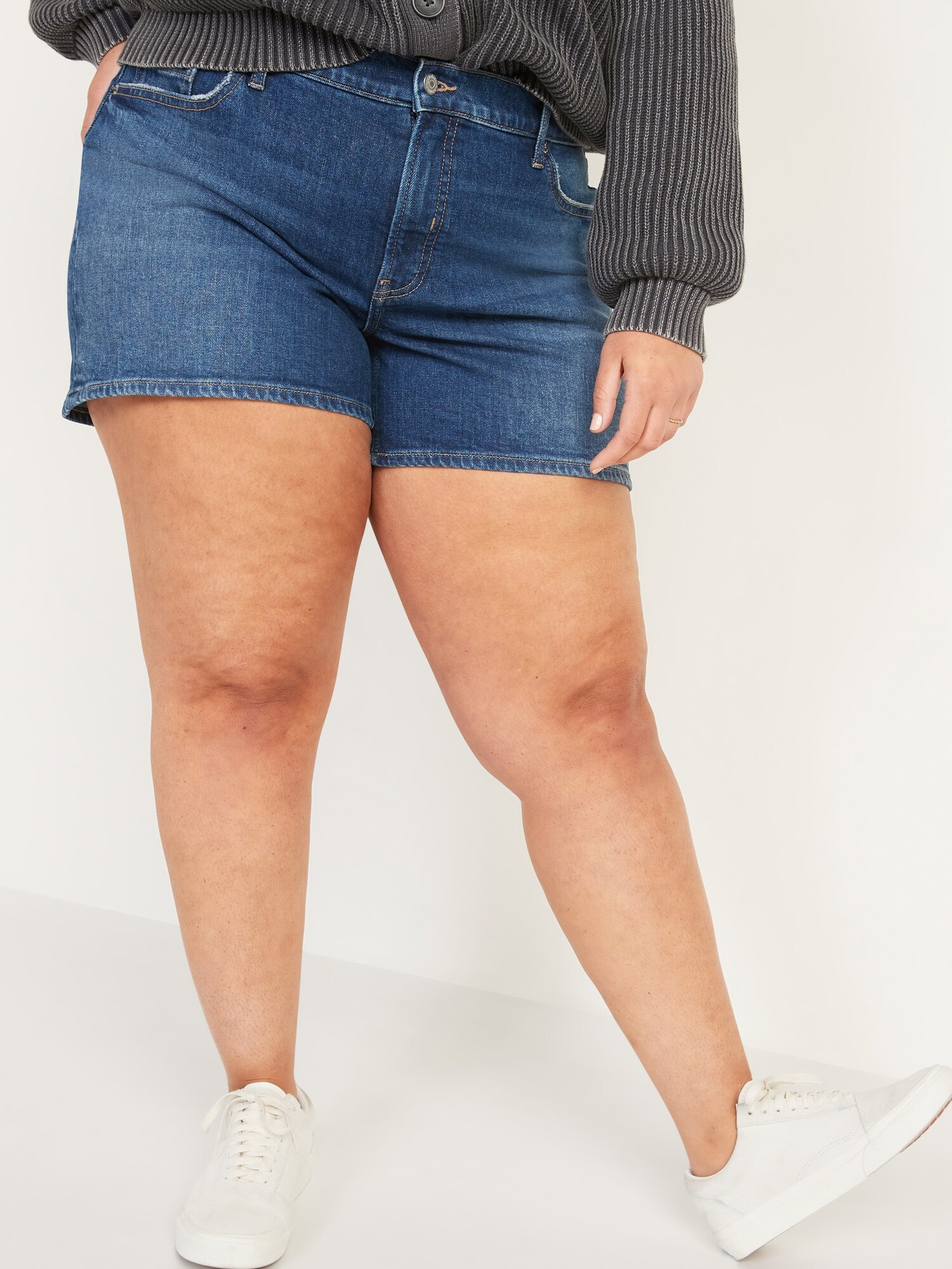 plus size high rise jean shorts