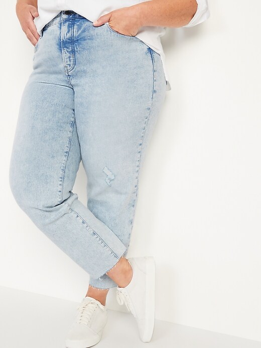 Image number 1 showing, High-Waisted Secret-Smooth Pockets O.G. Straight Plus-Size Button-Fly Jeans