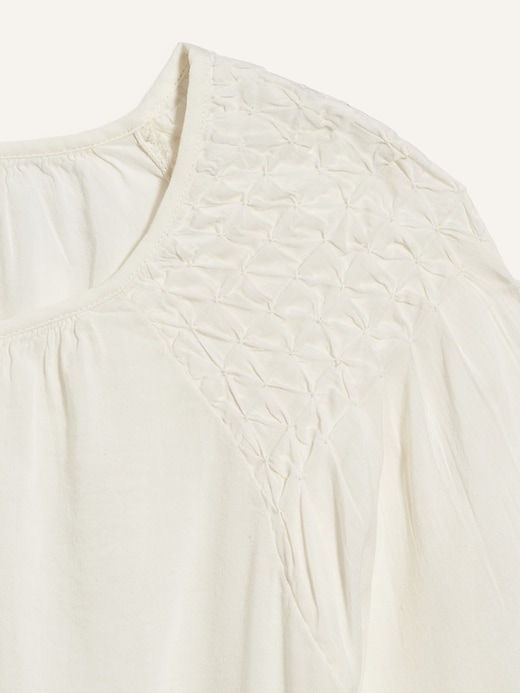 Image number 4 showing, Smocked-Yoke Button-Front Poet Blouse for Women