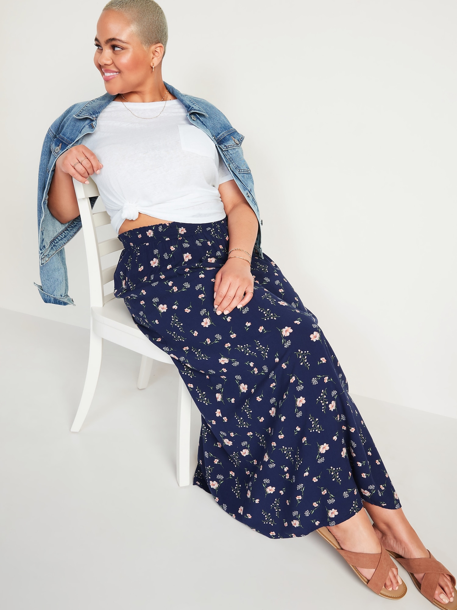 Navy shop floral skirt