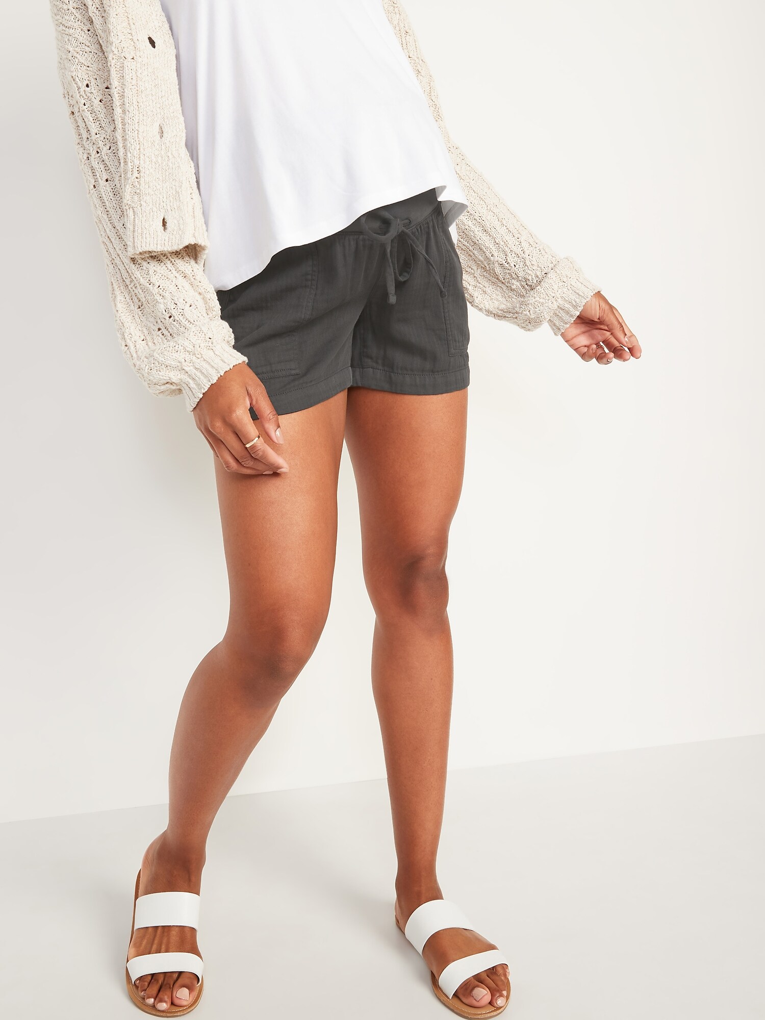 Old Navy Maternity Rollover-Waist Textured-Twill Shorts, 26 Chic Yet Comfy  Old Navy Maternity Pieces to Carry You Through Your Whole Pregnancy