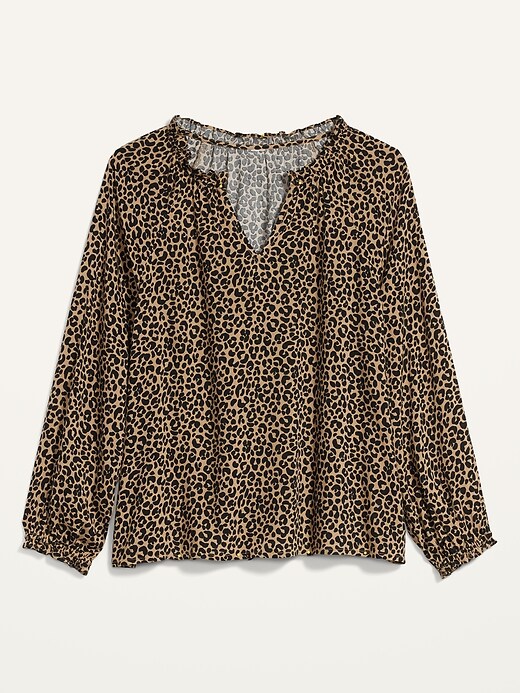 Printed Ruffle Split-Neck Blouse for Women | Old Navy