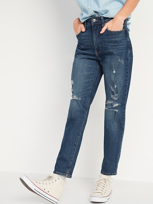Image number 1 showing, High-Waisted O.G. Straight Ripped Ankle Jeans for Women