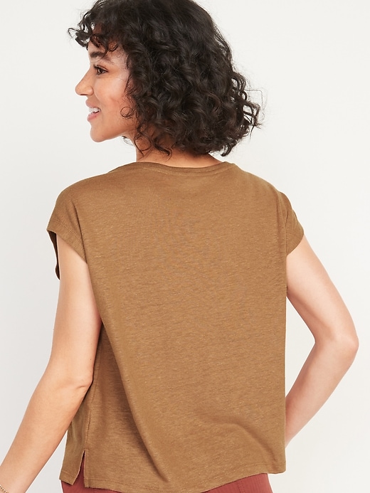 Image number 2 showing, Graphic Linen-Blend Muscle Tee for Women