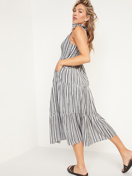 Image number 2 showing, Fit & Flare Sleeveless Striped Maxi Dress for Women