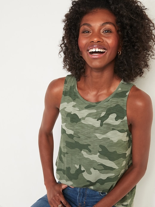 Image number 1 showing, Luxe Printed High-Neck Tank Top for Women